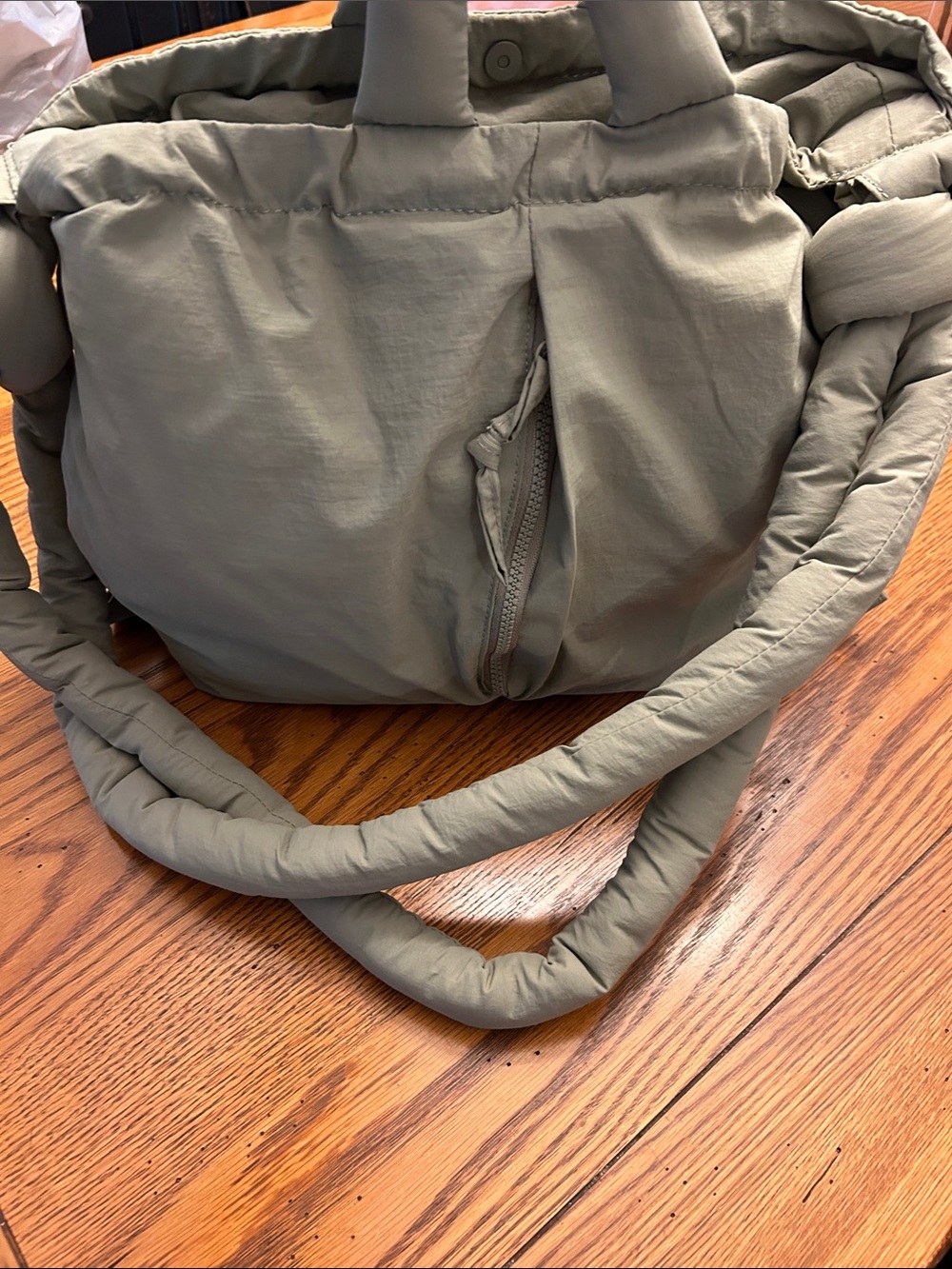 Quilted Puffer Shoulder Bag in Sage Green - Picture 10 of 10